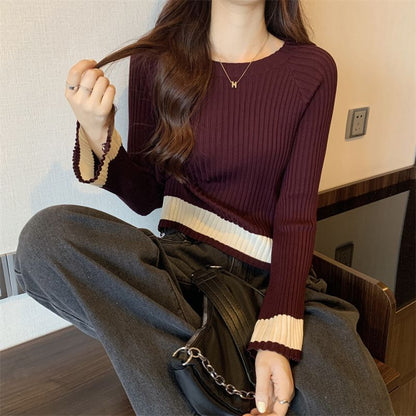 Damen Rippstrickpullover Lässiger Schnitt Norvielle