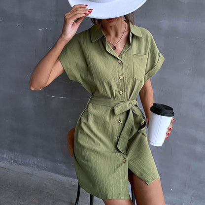 Damen Hemdblusenkleid Taillierbarer Gürtel Norvielle