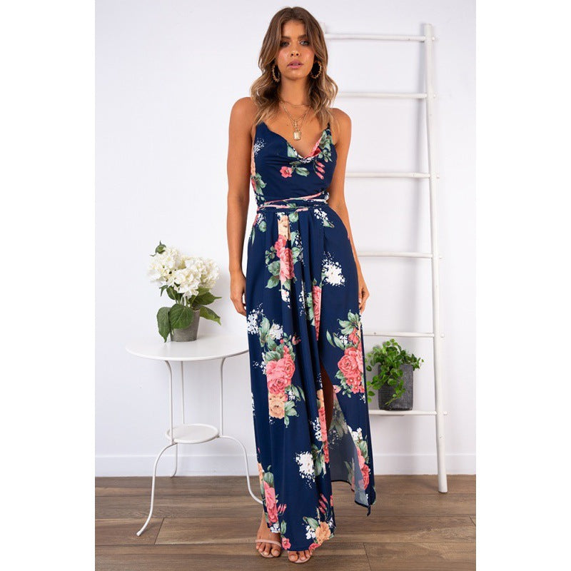 Damen Maxikleid V-Ausschnitt Blumenmuster Norvielle