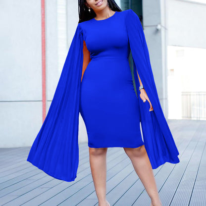 Damen Etui-Kleid Plisseefaltenärmel Eleganter Schnitt Norvielle
