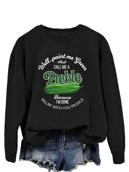 Damen Sweatshirt Gurkenmotiv Kreativer Druck Norvielle