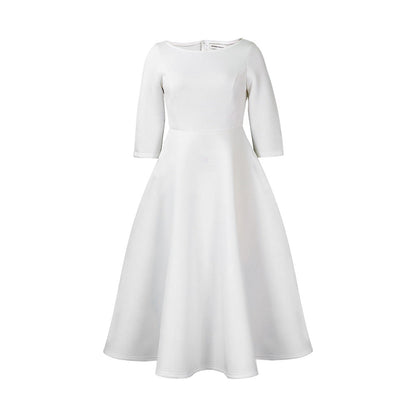 Damen A-Linien Kleid Rundhalsausschnitt Schwingender Rock