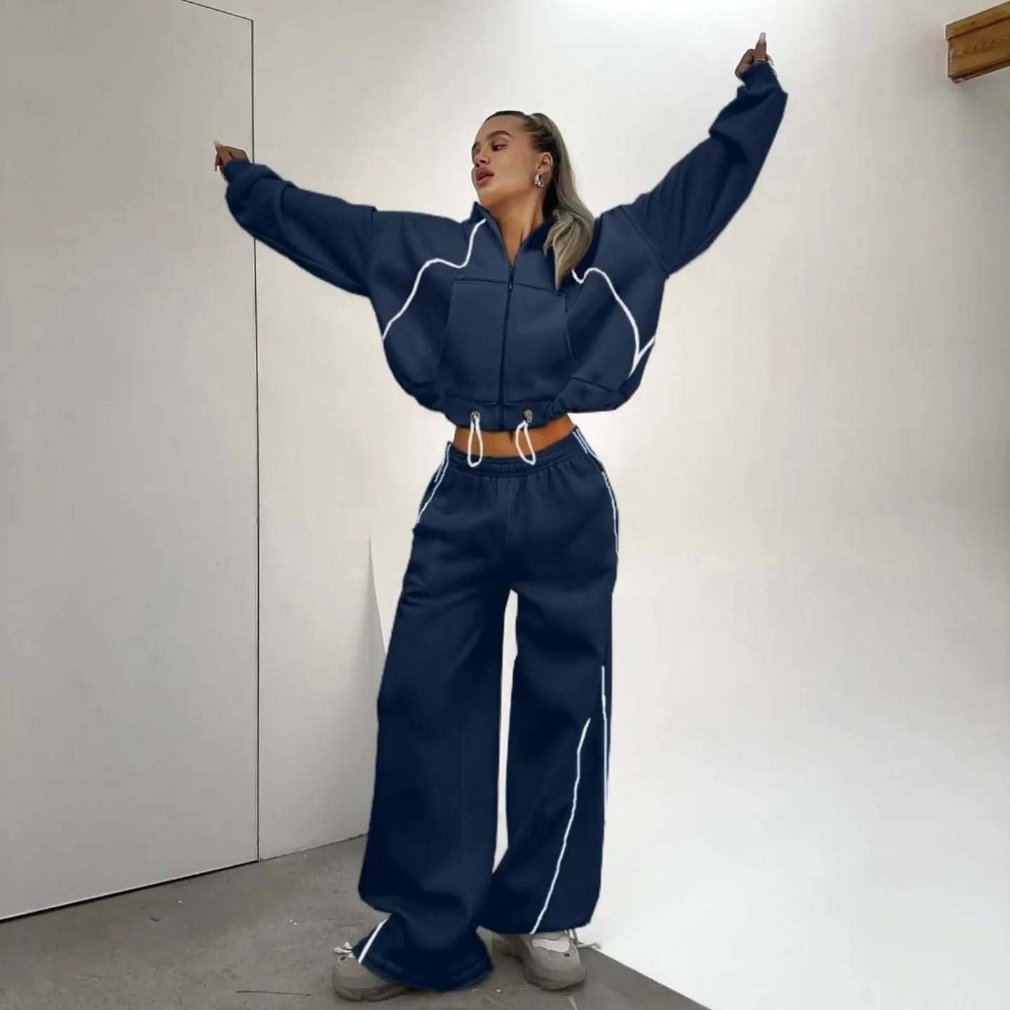 Damen Sport-Jogginganzug Weites Design Reißverschluss Norvielle