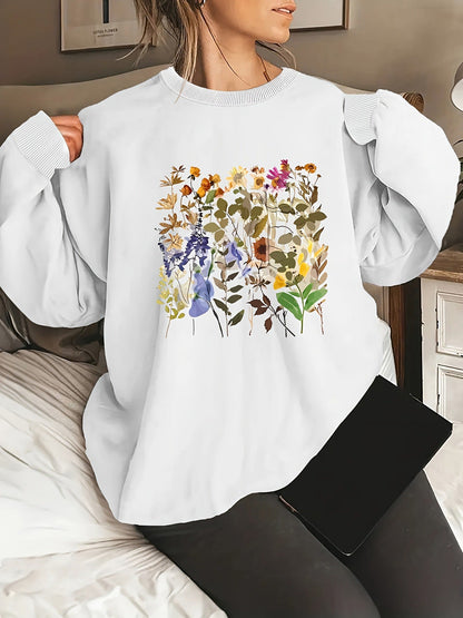 Damen Sweatshirt Floralmuster Bequem Grün
