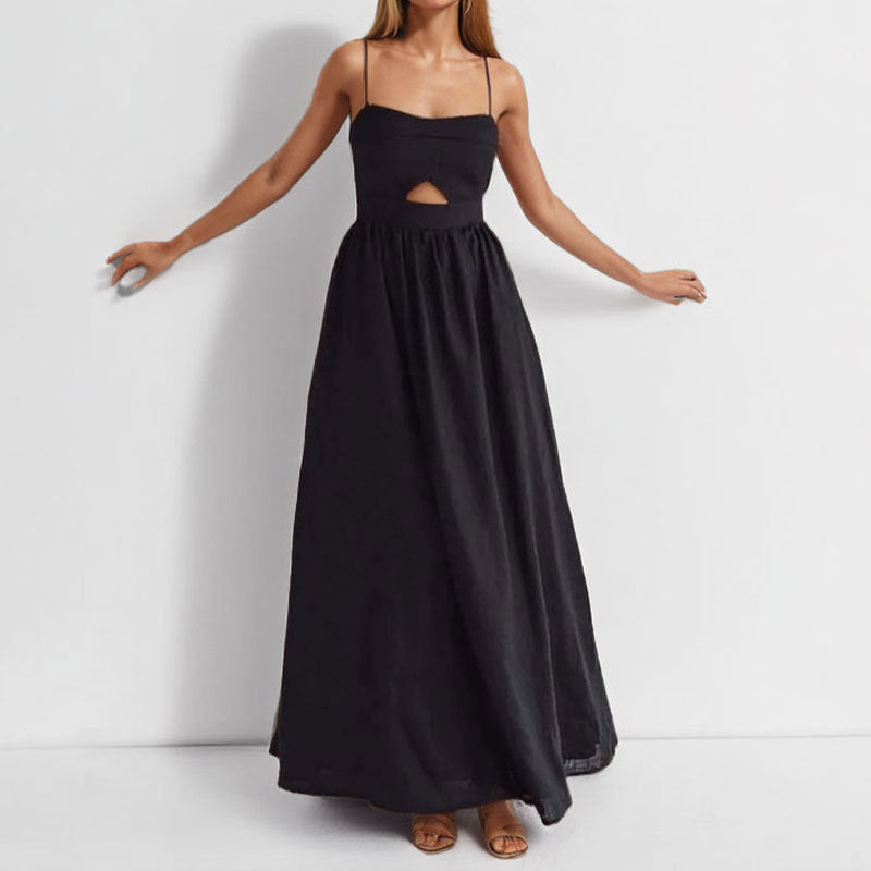 Damen Maxikleid Cut-Out-Detail Fließender Rock Norvielle