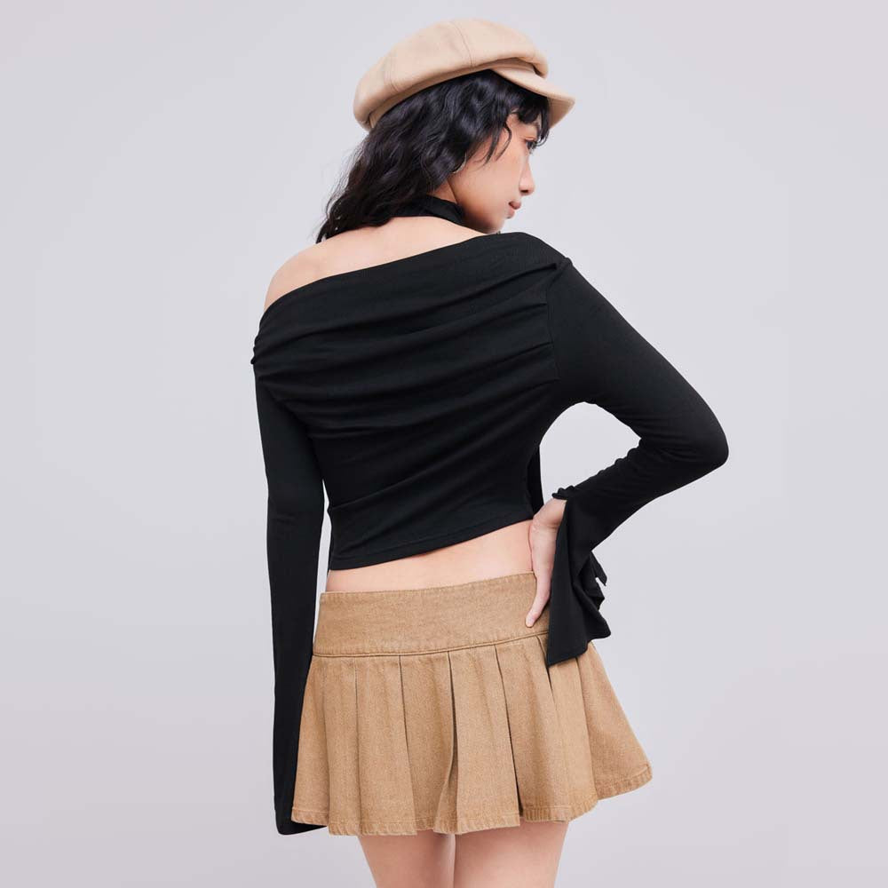 Damen Oberteil Asymmetrisch Halterdesign Elegante Drapierung