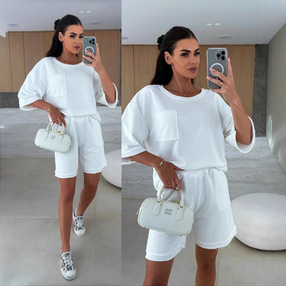 Damen Freizeitanzug Oversized T-Shirt und bequeme Shorts Norvielle