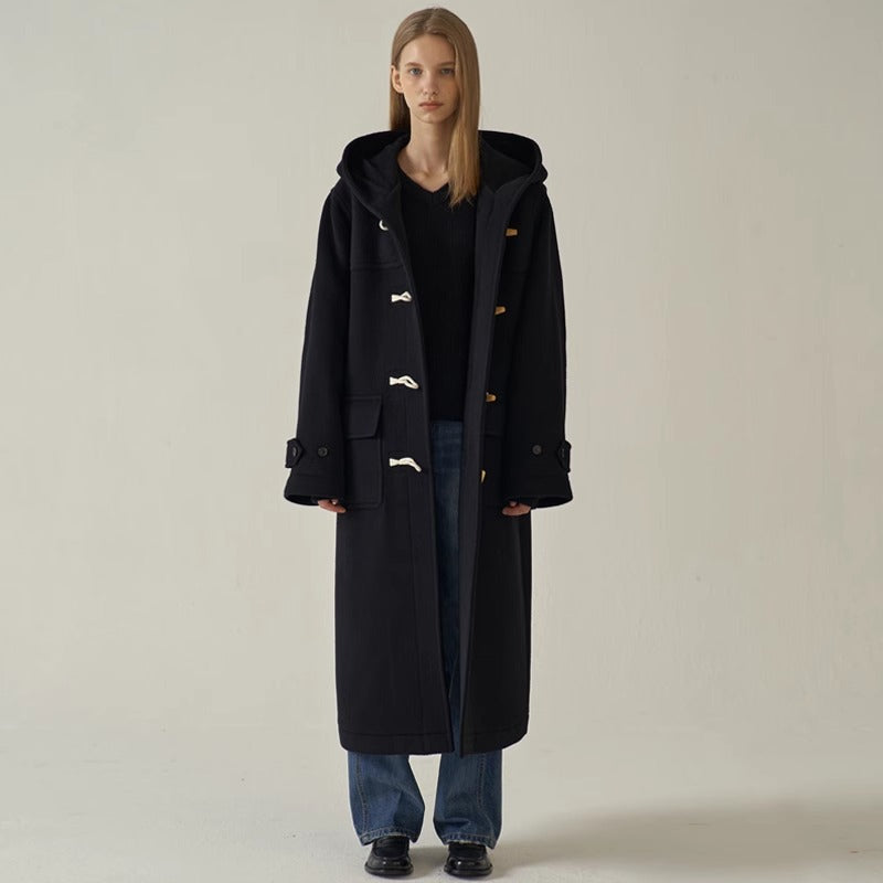 Damen Dufflecoat Lang Kapuze Norvielle