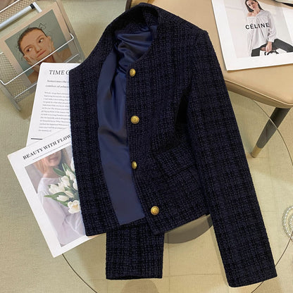 Damen Bouclé-Jacke Strukturiert Goldknöpfe Norvielle