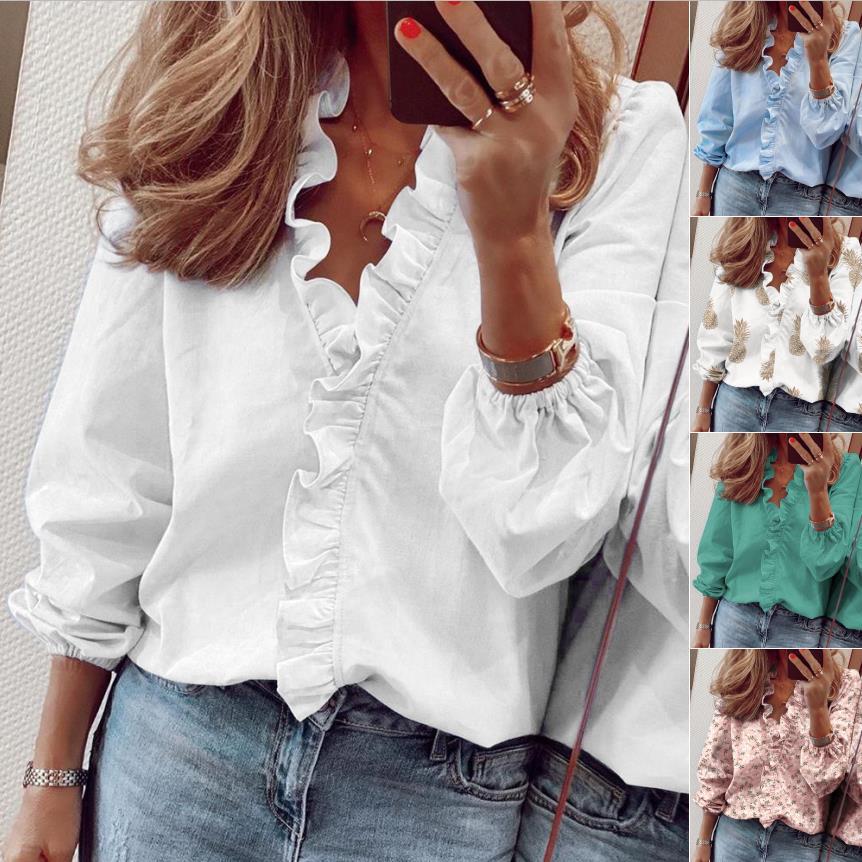 Damen Bluse Rüschendetail Elegante Bluse - Norvielle