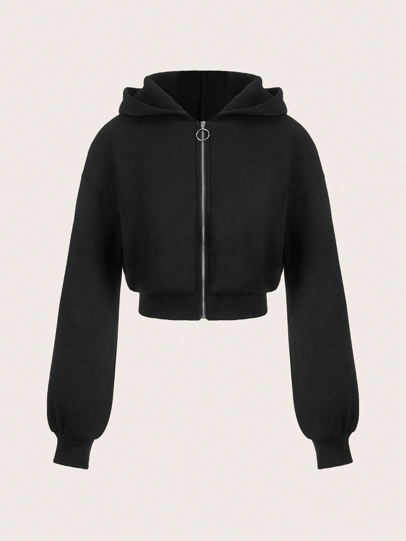 Damen Cropped Hoodie Norvielle mit Reißverschluss und Voluminösen