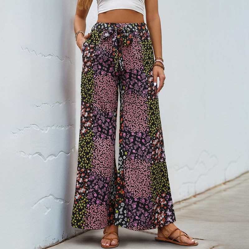 Damen Blumenhose Elastischer Bund Praktische Taschen Norvielle