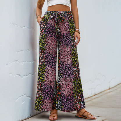Damen Blumenhose Elastischer Bund Praktische Taschen Norvielle