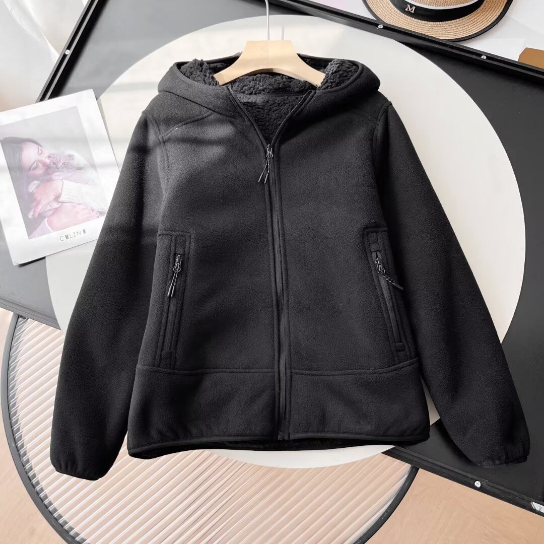 Damen Fleecejacke Kuscheliges Innenfutter Reißverschlusstaschen