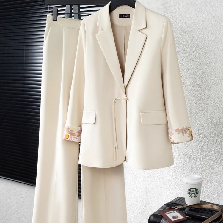 Damen Blazer Ensemble Florales Innenfutter Norvielle