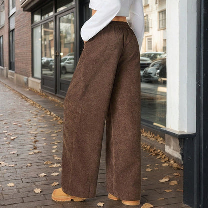 Damen Cordhose Weit Elastischer Bund