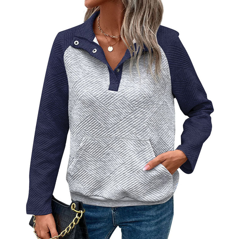 Damen Pullover Stehkragen Strukturiert Norvielle