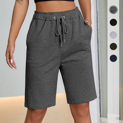 Damen Bermudashorts Elastischer Bund Seitentaschen Beige - Norvielle