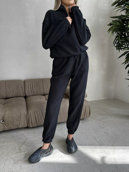 Damen Sportset Sweatshirt Jogginghose Tunnelzug Norvielle