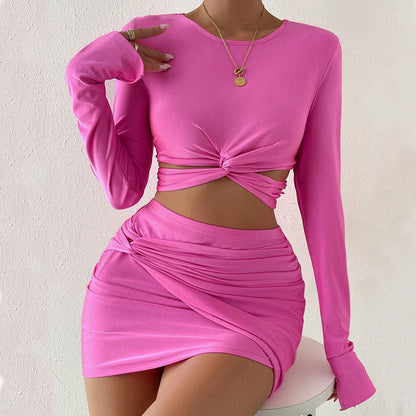 Damen Crop- Minirock Set Raffungen Norvielle