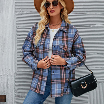 Damen Flanell-Hemdjacke Kariert Mit Taschen Norvielle - Norvielle