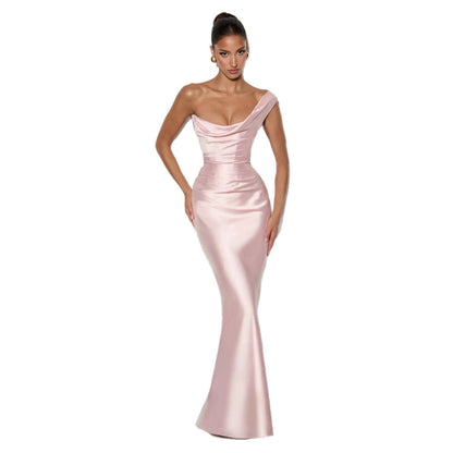 Damen Abendkleid Schulterfrei Satin Norvielle
