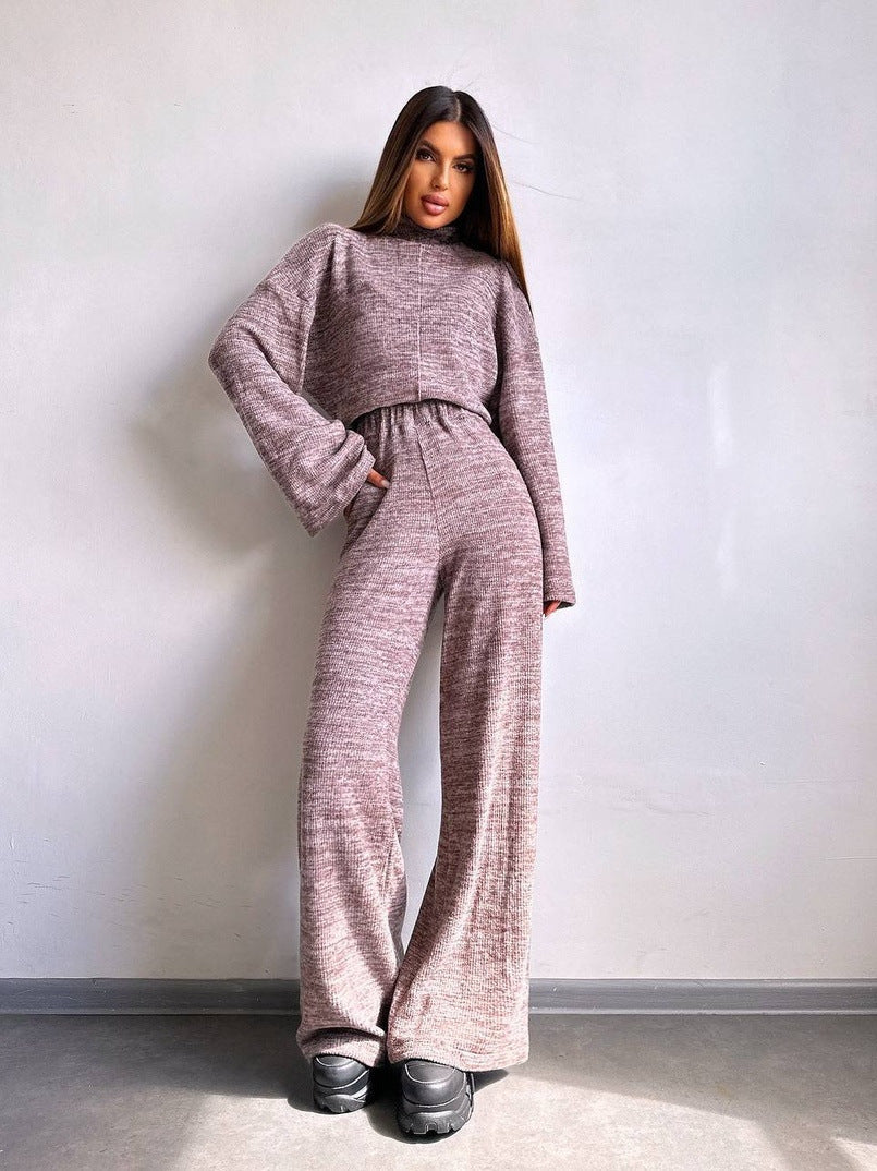 Damen Loungewear-Set Weites Rippdesign Bequem