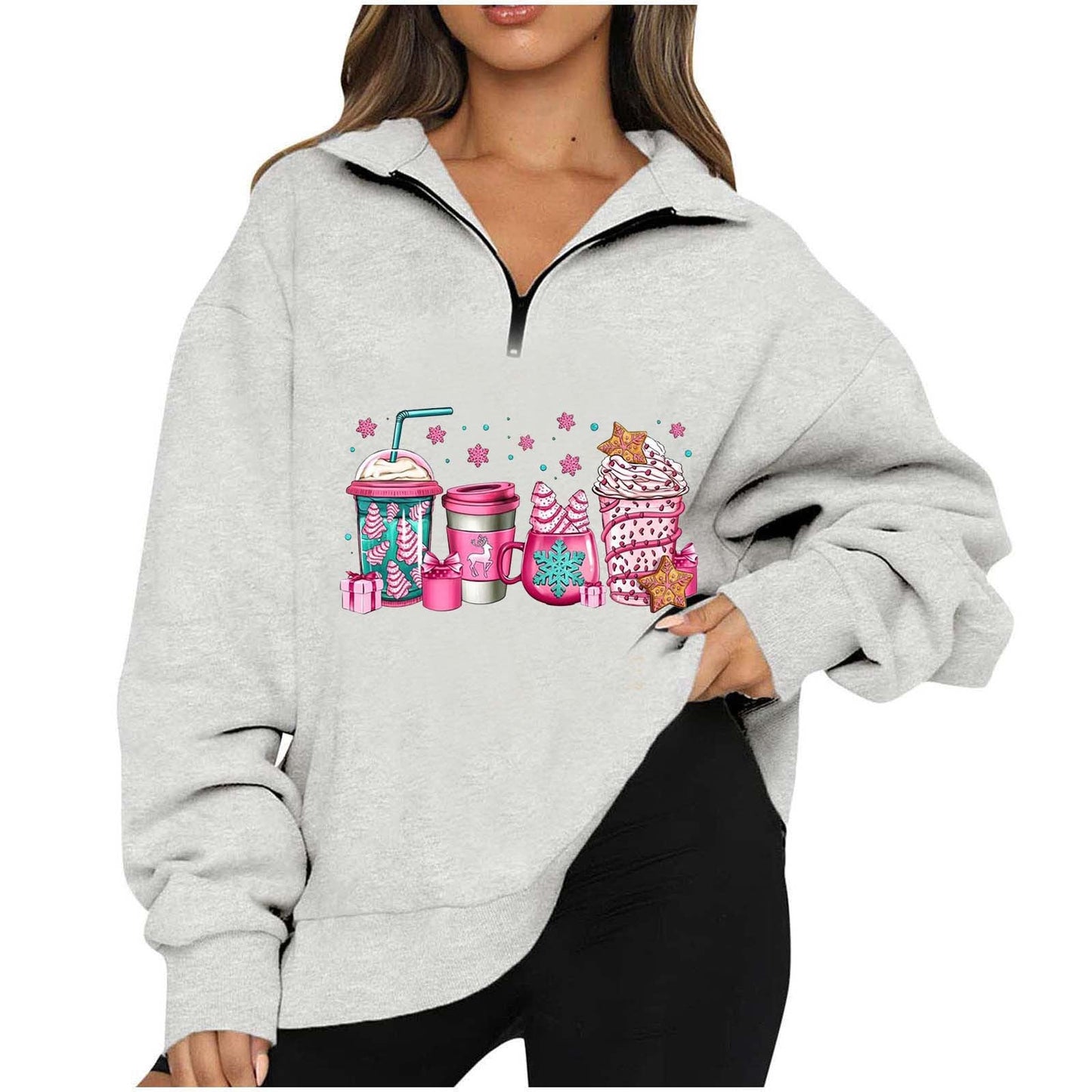 Damen Sweatshirt Halbkragen Norvielle