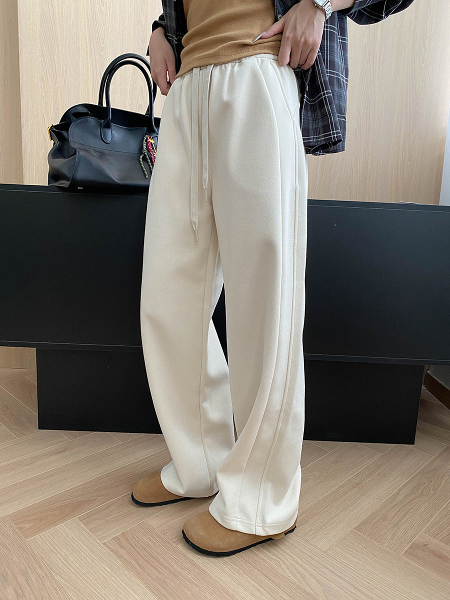 Damen Sweatpants Weites Bein Elastischer Bund
