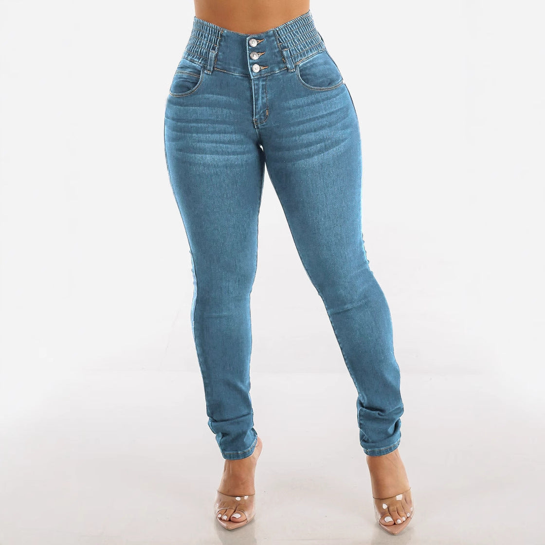 Damen Skinny Jeans Hochtaillierte Elastisch