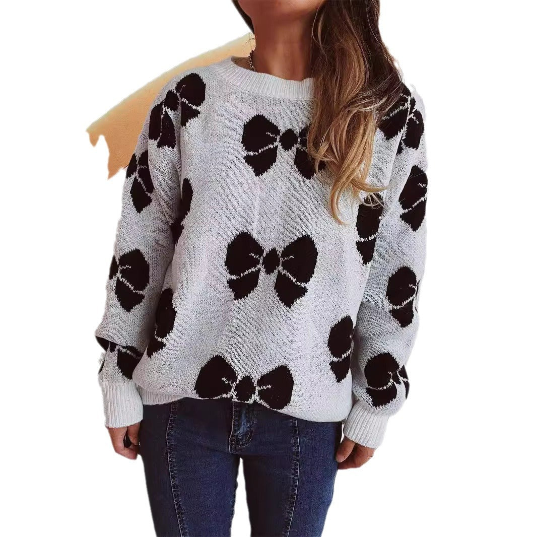 Damen Pullover Verspieltes Schleifenmuster Norvielle