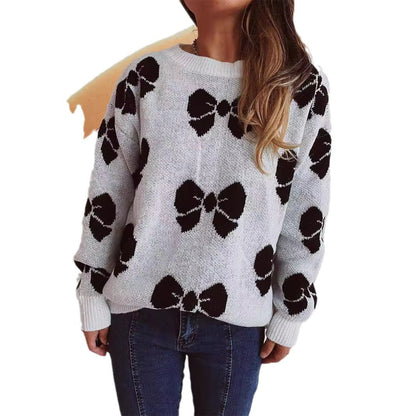 Damen Pullover Verspieltes Schleifenmuster Norvielle