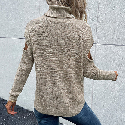 Damen Strickoberteil Offen Ärmel Grobstruktur Beige