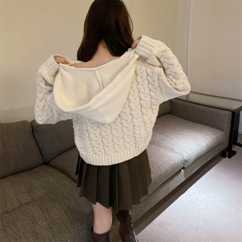 Damen Strickponcho Zopfmuster Norvielle