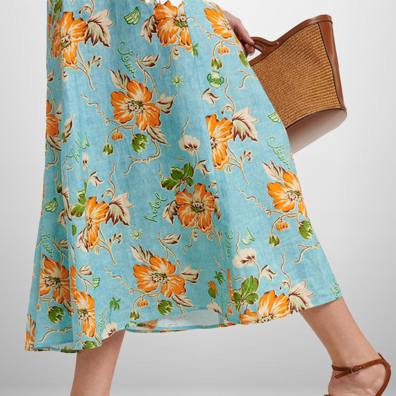 Damen Midikleid Voluminöse Puffärmel Florales Muster Norvielle
