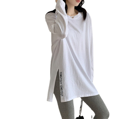 Damen Oversized-Shirt Längeres Design Mit Seitenschlitzen