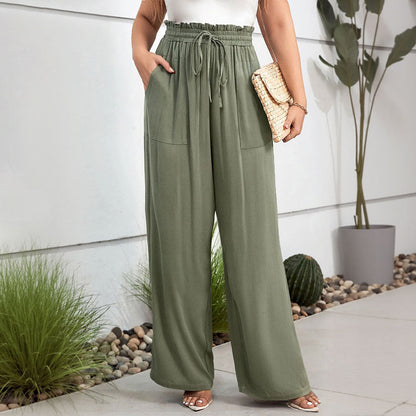 Damen Palazzo-Hose Elastischer Bund Seitentaschen Schwarz Norvielle - Norvielle