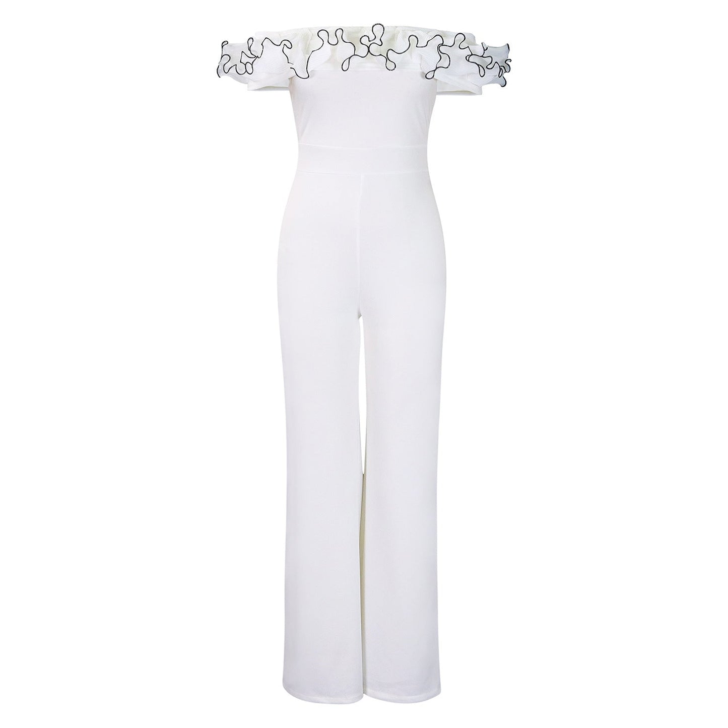 Damen Jumpsuit Voluminöser Rüschenkragen Eleganter Schnitt Norvielle