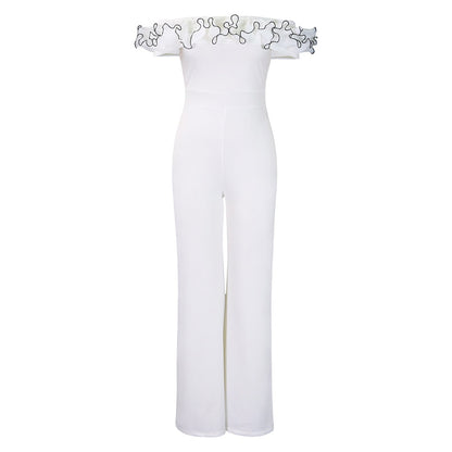 Damen Jumpsuit Voluminöser Rüschenkragen Eleganter Schnitt Norvielle