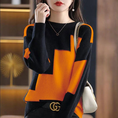 Damen Strickpullover Gemusterter Geometrisches Design Norvielle