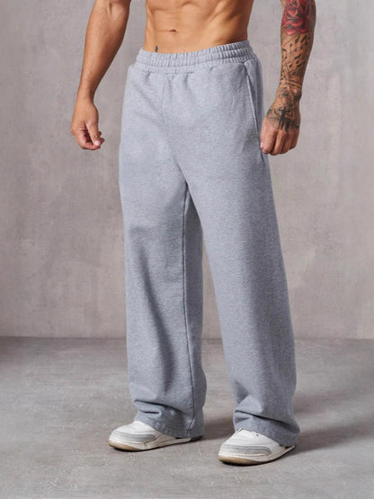 Herren Baggy Jogginghose Elastischer Bund Seitentaschen Schwarz - Norvielle