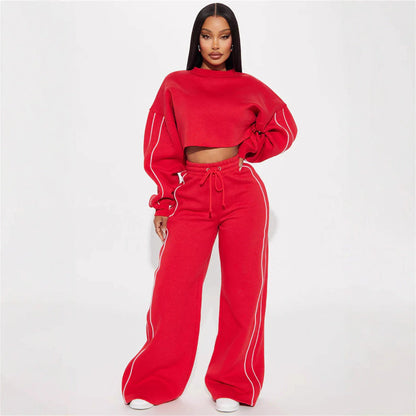 Damen Crop- Jogginghose Set Baumwolle Bequem