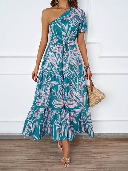 Damen Maxikleid Asymmetrisch Floralmuster Sommer