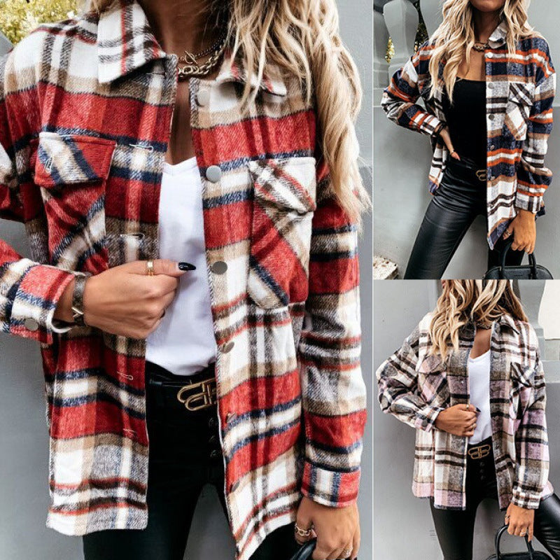 Damen Karomuster Flanelljacke - Norvielle