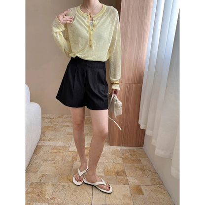 Damen Shorts-Set mit Schlitzen Hochtailliert Norvielle