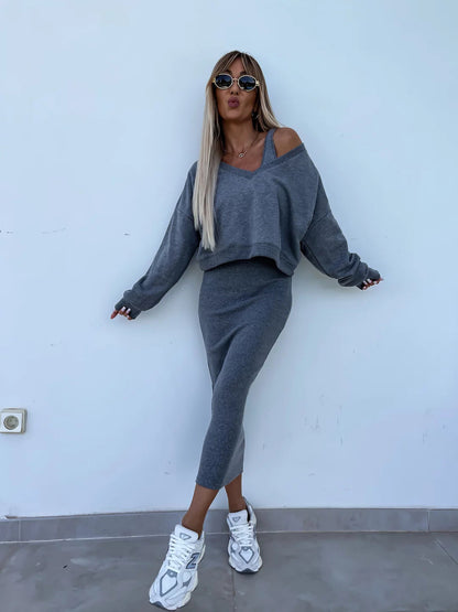 Damen Kleidungsset mit Oberteil und Rock Norvielle
