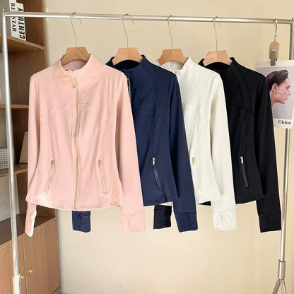 Damen Sportjacke Hochkragen Reißverschluss