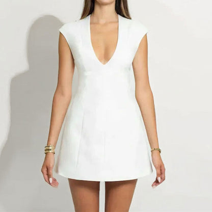 Damen Minikleid V-Ausschnitt Elegantes Kleid