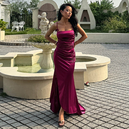 Damen Maxikleid Elegantes Raffdesign