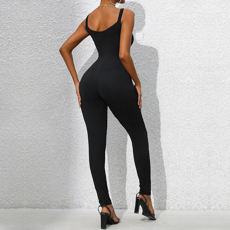 Damen Jumpsuit Figurbetont Kettendetails